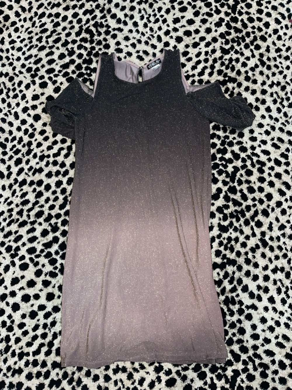 VENUS Black to Dusty Pink Ombre Cold-Shoulder Dress